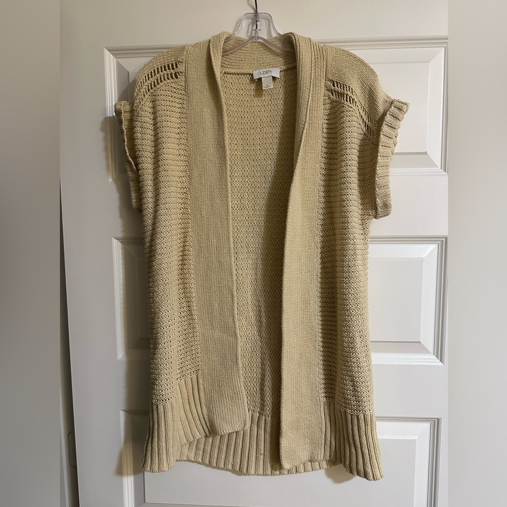 LOFT Cream Open Cardigan